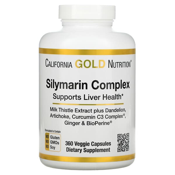 California Gold Nutrition, シリマリンコンプレックス、オオアザミエキス、タンポポ、アーティチョーク、Curcumin C3 Complex（クルクミンC3コンプレックス）、ショウガ、BioPerine（バイオペリン）配合、ベジカプセル360粒