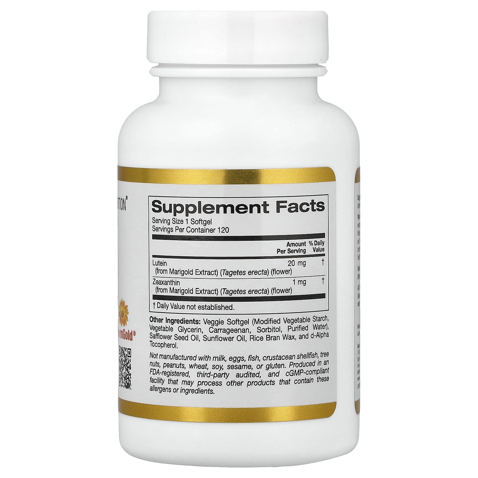 California Gold Nutrition, 葉黃素和玉米黃質，來自萬壽菊提取物，120 粒素食軟膠囊