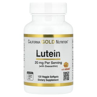 California Gold Nutrition, Luteína con zeaxantina, 20 mg, 120 cápsulas blandas vegetales