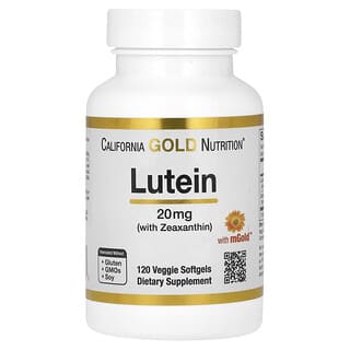 California Gold Nutrition, Lutéine et zéaxanthine, 20 mg, 120 capsules végétariennes à enveloppe molle
