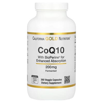 California Gold Nutrition, Coenzyme Q10 with BioPerine® Black Pepper Extract, 200 mg, 360 Vegetarian Capsules
