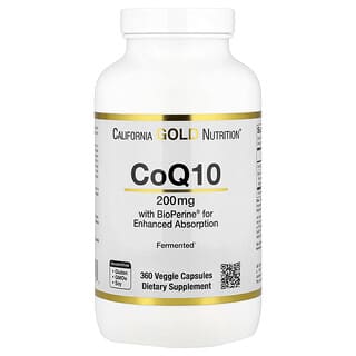 California Gold Nutrition, CoQ10 with Bioperine® Black Pepper Extract, 200 mg, 360 Veggie Capsules