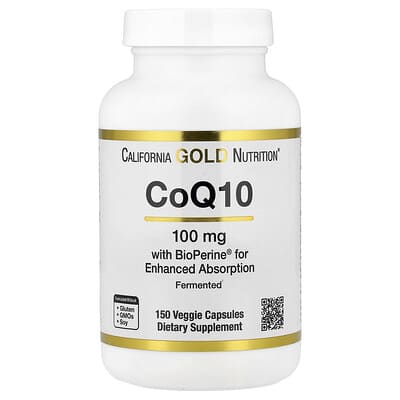 California Gold Nutrition, CoQ10, Ubiquinone USP with BioPerine® Black Pepper Extract, Enhanced Bioavailability, 150 Veggie Capsules California Gold Nutrition, CoQ10, Ubiquinone USP with BioPerine® Black Pepper Extract, Enhanced Bioavailability, 150 Veggie Capsules
