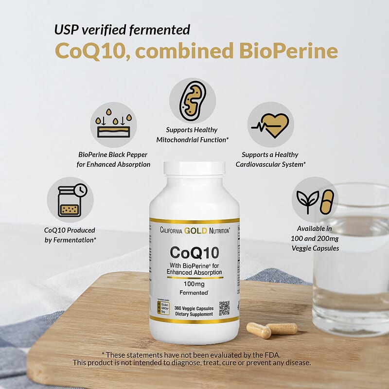California Gold Nutrition, CoQ10 with BioPerine, 100 mg, 150 Veggie Capsules