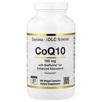 California Gold Nutrition, коэнзим Q10, убихинон класса USP с экстрактом чёрного перца Bioperine®, улучшенная биодоступность, 100 мг, 360 растительных капсул