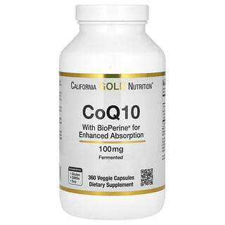 California Gold Nutrition, CoQ10 con BioPerine, 100 mg, 360 cápsulas vegetales