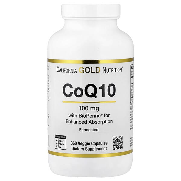CoQ10, Ubiquinone USP with Bioperine® Black Pepper Extract, Enhanced Bioavailability, 100 mg, 360 Veggie Capsules