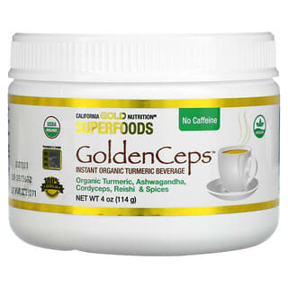 California Gold Nutrition, SUPERFOODS, GoldenCeps, органическая куркума с адаптогенами, 114 г (4 унции)