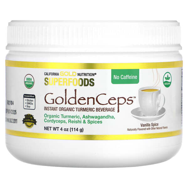 Superfoods, GoldenCeps, Organic Turmeric with Ashwagandha, Cordyceps, and Reishi, 4 oz (114 g)