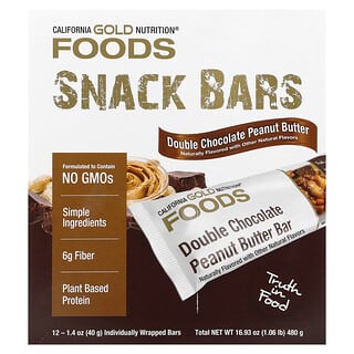 California Gold Nutrition, Foods, Double Chocolate Peanut Butter Flavor Bars, Müsliriegel mit doppelter Schokolade und Erdnussbutter, 12 Riegel, je 40 g (1,4 oz.)