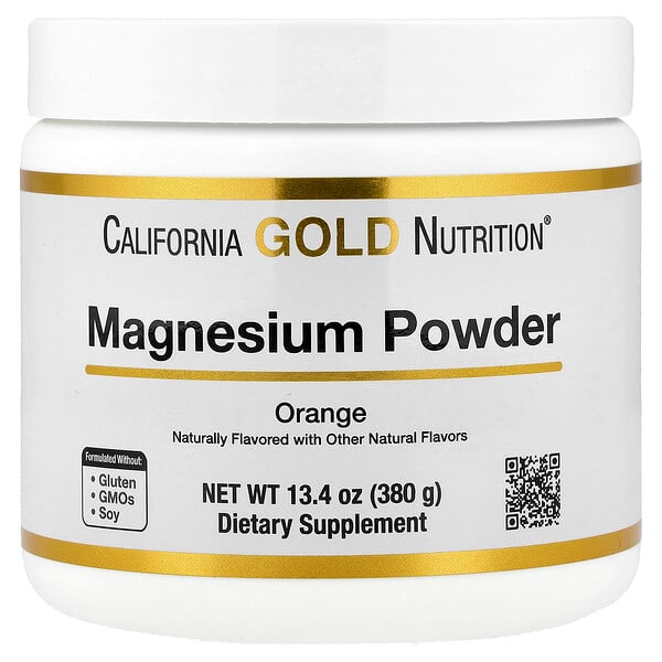California Gold Nutrition, Magnesium Powder Beverage, Orange, 13.4 oz (380 g) — product photo 1