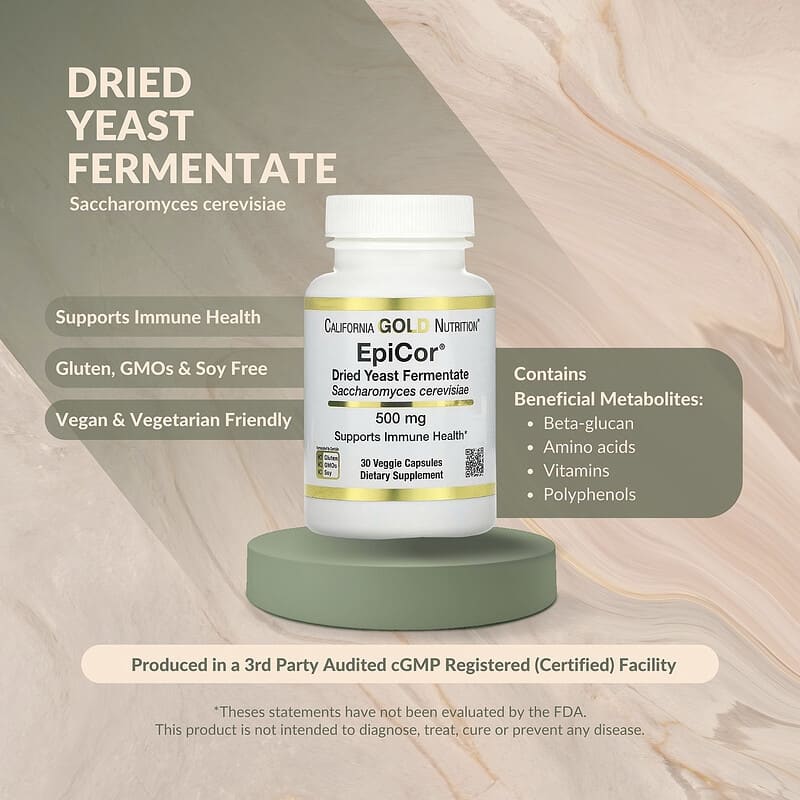 California Gold Nutrition, EpiCor, Dried Yeast Fermentate, 500 mg, 120 Veggie Capsules