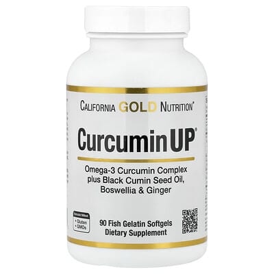 California Gold Nutrition, CurcuminUP™ Fish Gelatin, with Omega-3 Curcumin Complex, Black Seed Oil, Frankincense and Ginger, 90 Softgels