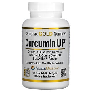 California Gold Nutrition, Curcumin UP, комплекс с омега-3 и куркумином, для подвижности и комфорта в работе суставов, 90 капсул из рыбьего желатина