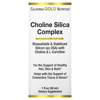 California Gold Nutrition, Choline Silica Combo, Bioavailable and Standardized Silica (OSA) Collagen Help, 1 fl oz (30 ml)