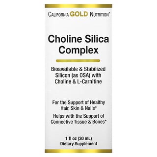 California Gold Nutrition, Complejo de colina y sílice, Suplemento con colágeno y silicio (en forma de OSA) estabilizado y biodisponible, 30 ml (1 oz. líq.)