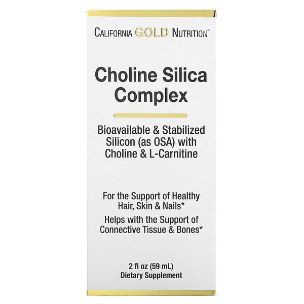 California Gold Nutrition, 膽鹼和二氧化矽複合物，生物可利用膠原，有助於頭髮、皮膚和指甲健康，2 液量盎司（60 毫升）