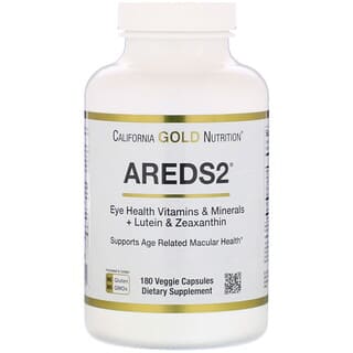 California Gold Nutrition, AREDS2, Eye Health Vitamins & Minerals + Lutein & Zeaxanthin, 180 Veggie Capsules