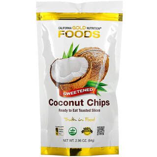 California Gold Nutrition, Chips de noix de coco, Sucrées, 84 g