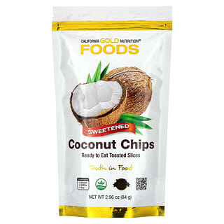California Gold Nutrition, Foods, Toasted Coconut Chips, Refined Sugar, 2.96 oz (84 g)