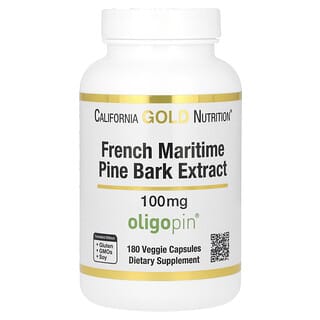 California Gold Nutrition, Extrato da Casca de Pinheiro Marítimo Francês, Oligopin, Polifenol Antioxidante, 100 mg, 180 Cápsulas Vegetais