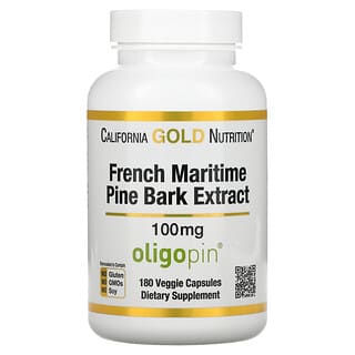 California Gold Nutrition, French Maritime Pine Bark Extract, Kiefernrindenextrakt, Oligopin, antioxidatives Polyphenol, 100 mg, 180 vegetarische Kapseln