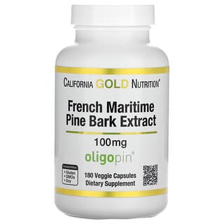 California Gold Nutrition, Extracto de corteza de pino marítimo francés, Oligopin, Polifenoles antioxidantes, 100 mg, 180 cápsulas vegetales