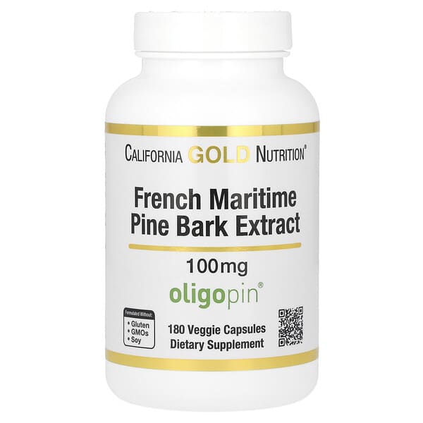 California Gold Nutrition, French Maritime Pine Bark Extract, Oligopin, 100 mg, 180 Veggie Capsules