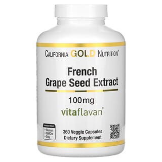 California Gold Nutrition, Extracto de semilla de uva francesa, Vitaflavan, 100 mg, 360 cápsulas vegetales
