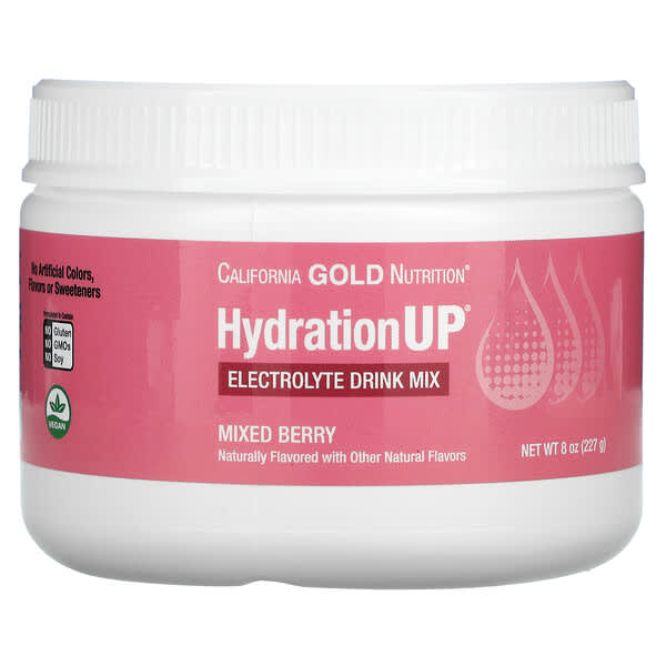 California Gold Nutrition, HydrationUP（ハイドレーションアップ）、電解質ドリンクミックスパウダー、ミックスベリー、227g（8オンス）