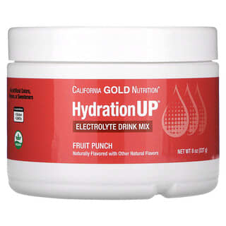 California Gold Nutrition, Beverages, HydrationUP, Mezcla para preparar bebidas con electrolitos, Ponche de frutas, 227 g (8 oz)