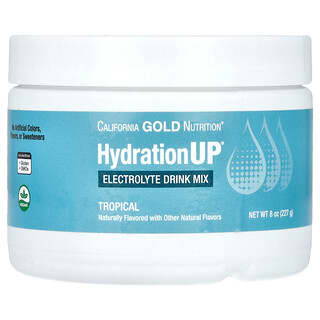 California Gold Nutrition, ビバレッジ、HydrationUP（ハイドレーションアップ）、電解質、トロピカル、227g（8オンス）