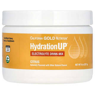 California Gold Nutrition, HydrationUP, Mezcla para preparar bebidas con electrolitos, Cítricos, 227 g (8 oz)