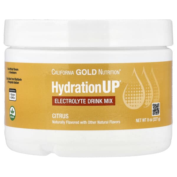 California Gold Nutrition HydrationUP®, Electrolyte Drink Mix with Calcium, Potassium, Vitamin C, and Vitamin E, Citrus, 8 oz (227 g)