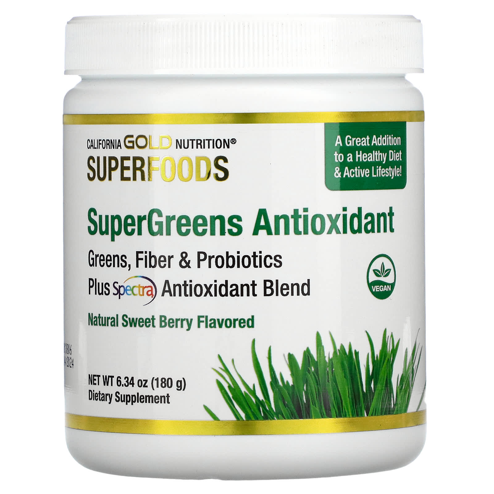 California Gold Nutrition, SUPERFOOD - Supergreens Antioxidant, Sweet  Berry, 6.34 oz (180 g)