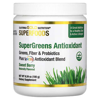 California Gold Nutrition, Superfoods, комплекс антиоксидантов из суперзелени, с ягодным вкусом, 180 г (6,34 унции)