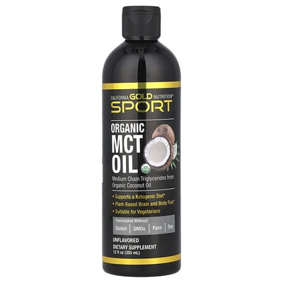 California Gold Nutrition, Sports Series, Organic MCT Oil, Unflavored, 12 fl oz (355 ml)