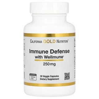California Gold Nutrition, Имунна защита с Wellmune®, бета-глюкан, 250 mg, 30 вегетариански капсули