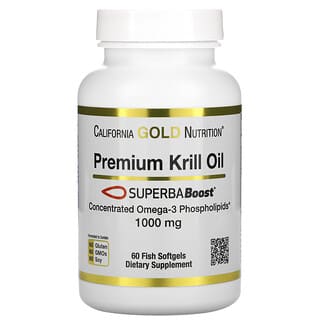 California Gold Nutrition, Óleo de Krill Premium SUPERBABoost®, 1.000 mg, 60 Cápsulas Softgel