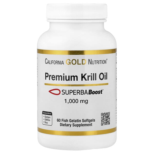 California Gold Nutrition, Premium Krill Oil with SUPERBABoost®, 1,000 mg, 60 Fish Gelatin Softgels