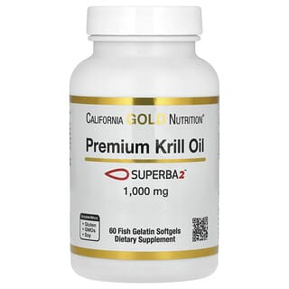 California Gold Nutrition, Premium Krill Oil with Superba2™, hochwertiges Krillöl mit Superba2™, 1.000 mg, 60 Weichkapseln