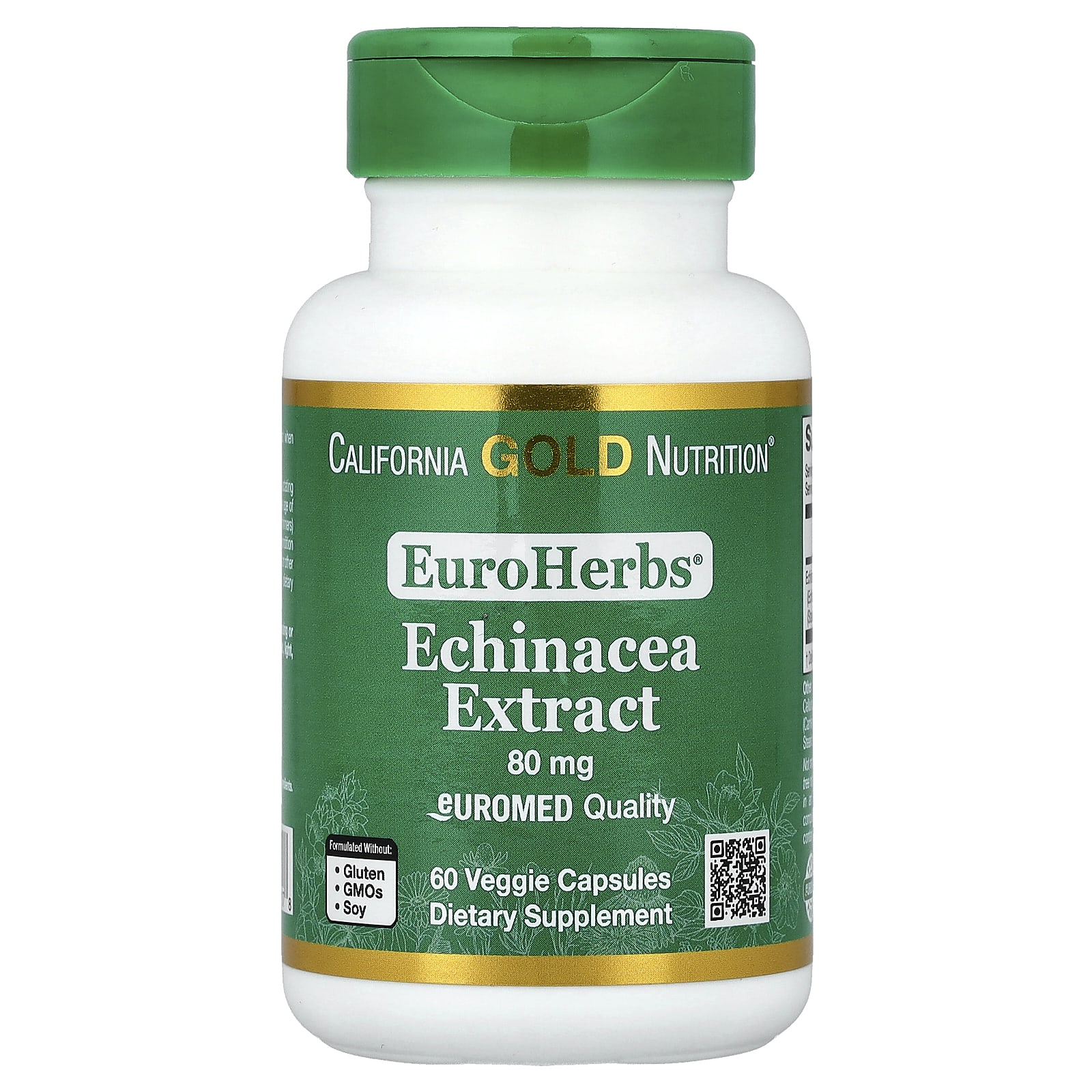 California Gold Nutrition, EuroHerbs, экстракт эхинацеи, 80 мг, 60 вегетарианских капсул