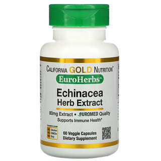 California Gold Nutrition, EuroHerbs, Echinacea Herb Extract, 80 mg, 60 Veggie Capsules