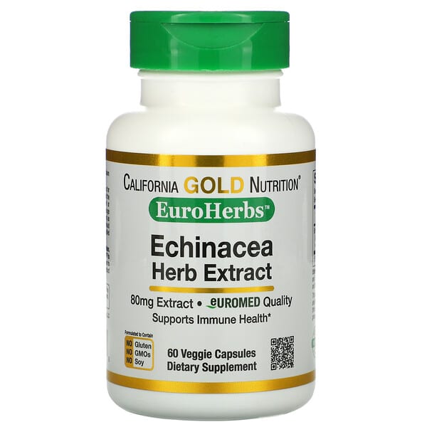 California Gold Nutrition‏, EuroHerbs، مستخلص عشبة القنفذية، 80 ملجم 60 كبسولة نباتية