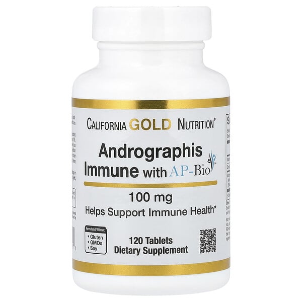 California Gold Nutrition, 含 AP-BIO 的 Andrographis Immune，含維生素 C 和鋅的穿心蓮提取物，100 毫克，120 片
