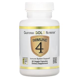 California Gold Nutrition, Immune 4, Suplemento de refuerzo inmunitario, 60 cápsulas vegetales