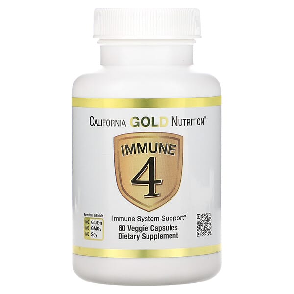 California Gold Nutrition, Immune 4 ส่งเสริมระบบภูมิคุ้มกัน บรรจุ 60 แคปซูลทำจากผัก