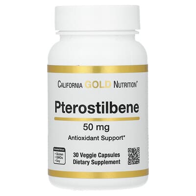 California Gold Nutrition, Pterostilbene, 50 mg, 30 Vegetarian Capsules