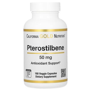 California Gold Nutrition, Pterostilbene, 50 mg, 180 Cápsulas Vegetais