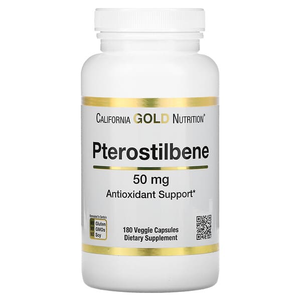 California Gold Nutrition, Pterostilbene, 50 mg, 180 Veggie Capsules